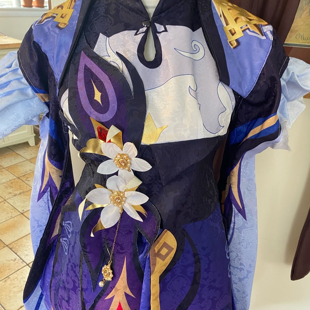 Genshin Impact Keqing Cosplay Costume Sz Small Excellent Condition! Includes Wig